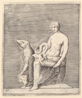 Figure with Pig and Serpent, published ca. 1599-1622. Creator: Unknown.