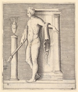 Man with Torch at Temple Door, published ca. 1599-1622. Creator: Unknown.