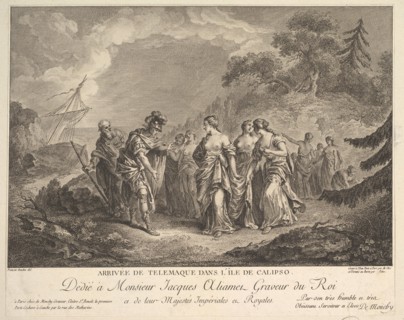 Arrival of Telemachus at the Island of Calypso. Creators: Antoine Jean Duclos, Jean-Baptiste Patas.