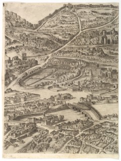 Plan of the City of Rome. Part 5 with the Baths of Caracalla, the Santa Sabina and Part of..., 1645. Creator: Antonio Tempesta.