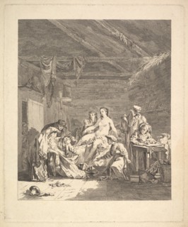 Vignette of the first volume, page 165: Usage des Russes après le Mariage et avant la Noce..., 1767. Creator: Augustin de Saint-Aubin.