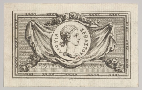 Medal with Portrait of Livy in the 5th Book, from Tibère ou les six premiers ..., published in 1768. Creator: Augustin de Saint-Aubin.