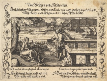 Von Weihern und Fischteichen, illustration from Petrarch, Glück und Unglück Spiegel, figur..., 1652. Creator: Balthasar Schwan.