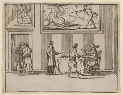 Francesco I d'Este Instructing for Alms to be Given to the Poor, from L'Idea di un Princip..., 1659. Creator: Bartolomeo Fenice.