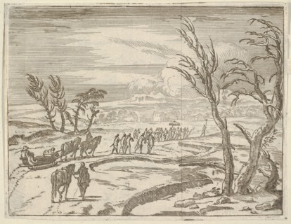 Francesco I d'Este, Despite his Discomfort, Displays his Piety While Traveling in the Snow..., 1659. Creator: Bartolomeo Fenice.