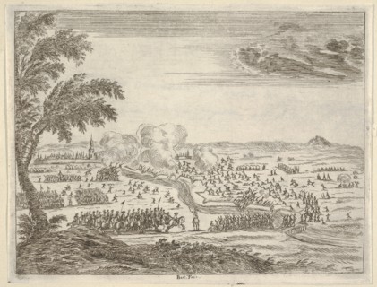 Francesco I d'Este Sets Out for the Siege of Cremona, Crosses the Trench Between Himself a..., 1659. Creator: Bartolomeo Fenice.