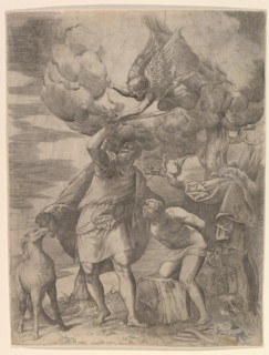The Angel Staying the Arm of Abraham, after 1552. Creator: Battista Franco Veneziano.