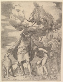 The Angel Staying the Arm of Abraham, After 1552. Creator: Battista Franco Veneziano.