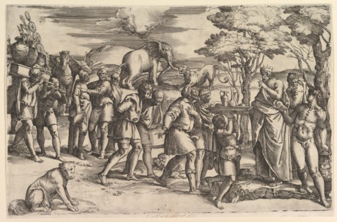 Melchizadek Offering Bread and Wine to Abraham, ca. 1547. Creator: Battista Franco Veneziano.