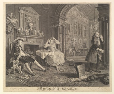 Marriage A-la-Mode, Plate II, April 1, 1745. Creator: Bernard Baron.