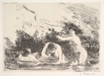 Bathers in the Shade of Wooded Banks, 1894. Creator: Camille Pissarro.