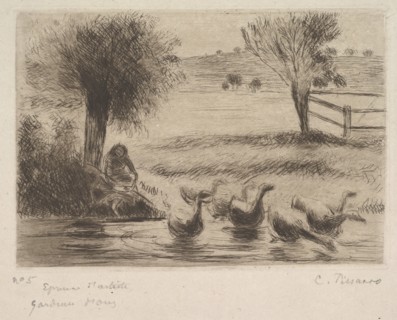 Goose Girl, 1888. Creator: Camille Pissarro.