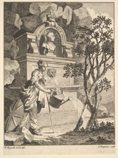 Frontispiece to the Catalogue of Pictures Exhibited in Spring Garden, May 7, 1761. Creator: Charles Grignion.