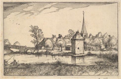 Pond and a Village, plate 15 from Regiunculae et Villae Aliquot Ducatus Brabantiae, ca. 1610. Creator: Claes Jansz Visscher.