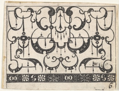 Blackwork Print with an All-Over Schweifwerk Pattern, ca. 1620. Creator: Claes Jansz Visscher.
