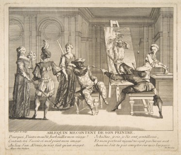 Arlequin Mecontent de Son Peintre.n.d. Creators: Claude Gillot, Jacques Gabriel Huquier.