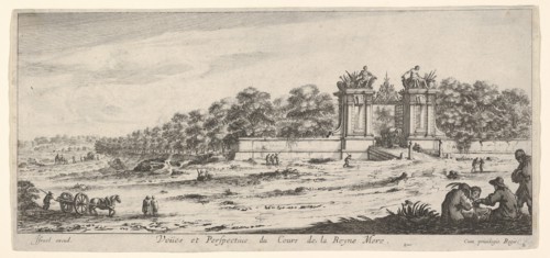 View of the gate of the residence of the Queen Mother, from the series 'Views and new ..., ca. 1644. Creator: Claude Goyrand.