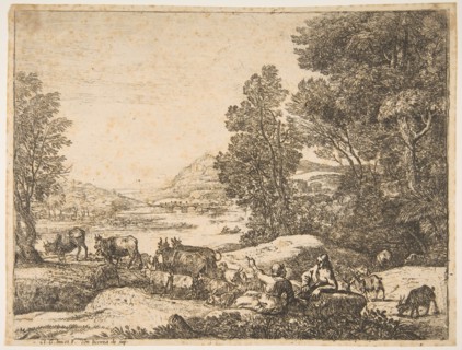 Shepherd and Shepherdess Conversing in a Landscape, ca. 1651. Creator: Claude Lorrain.