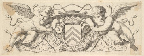 Two Cherubs with the Arms of Cardinal Richelieu, before 1642. Creator: Claude Mellan.