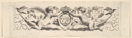 Headband: Two Infants with the Arms of France and Navarre. Creator: Claude Mellan.