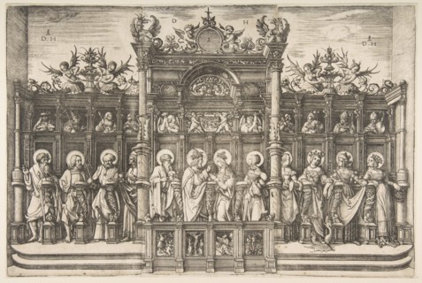 Large Choirstall with Christ Blessing the Virgin, ca. 1518-20. Creator: Daniel Hopfer.