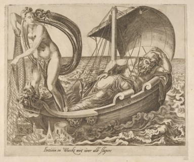 Fortune Does Not Watch over All Sleepers from Six Sayings about Fortune, ca. 1560. Creator: Dirck Volkertsen Coornhert.