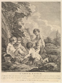 Child Swimming, ca. 1741. Creators: Dominique Sornique, Pierre Alexandre Aveline.