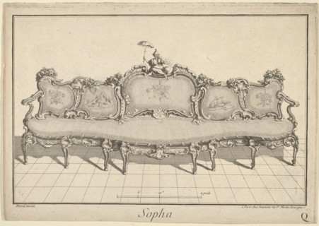 Design for a Sofa, from: Nouvelle Iconographie Historique III, series Q, 1771 or after. Creator: Duval.