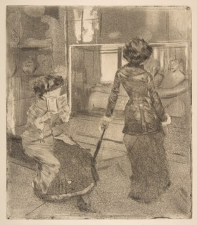 Mary Cassatt at the Louvre: The Etruscan Gallery, 1879-80. Creator: Edgar Degas.