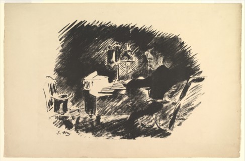 Once Upon a Midnight Dreary. Illustration to The Raven by Edgar Allan Poe, 1875. Creator: Edouard Manet.