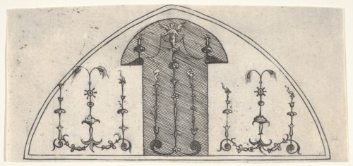 Lancet-shaped panel of grotesque decoration, 1541. Creator: Enea Vico.
