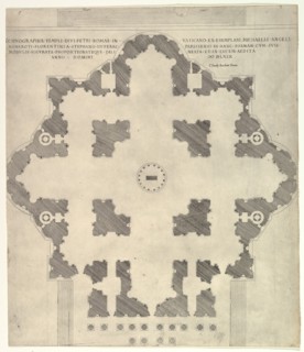 Speculum Romanae Magnificentiae: Plan of St. Peter's, 1569. Creator: Etienne Duperac.