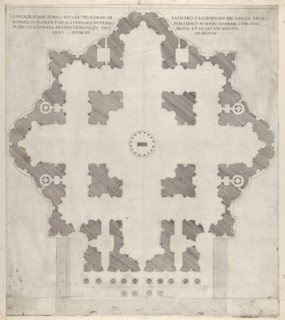 Speculum Romanae Magnificentiae: Plan of St. Peter's, 1569. Creator: Etienne Duperac.