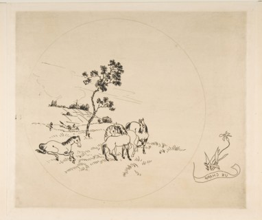 Decoration for a Plate: A Field, 1870. Creator: Felix Bracquemond.