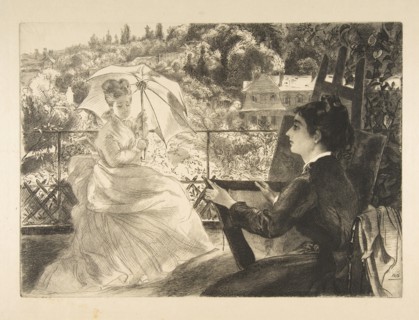 La Terrasse de la VIlla Brancas, 1876. Creator: Felix Bracquemond.