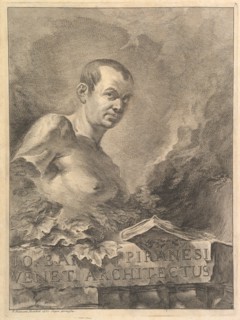 Portrait of G.B. Piranesi in imitation of an antique bust, from Opere varie di Architettur..., 1750. Creator: Francesco Polanzani.