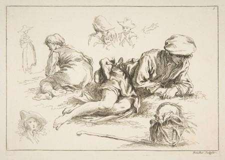 Sheet of Sketches, ca. 1735. Creator: Francois Boucher.