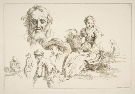 Sheet of Sketches, ca. 1735. Creator: Francois Boucher.