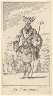 Habit de Faune: a faun, a cane in his right h..., ca. 1721. Creator: Francois Joullain.