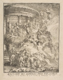 Allegorie des mariages faits par la Ville de Paris a la naissance du Duc de Bourgogne, 1752. Creator: Gabriel de Saint-Aubin.