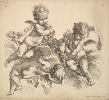 Three Children with a Fruit Plate, 1738-45. Creator: Gabriel Huquier.