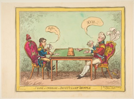 A Game of Cribbage or Boney's Last Shuffle, June 6, 1814. Creator: George Cruikshank.