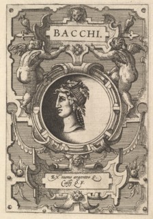 Bust of Bacchus surrounded by strapwork, from the series' Deorum dearumque,' a set of imag..., 1573. Creators: Gerard van Groeningen, Johannes van Doetecum I, Lucas van Doetecum.