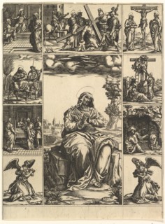 The Virgin of Sorrows; an image of the Virgin Mary surrounded by nine vignettes depict..., ca. 1575. Creator: Giorgio Ghisi.