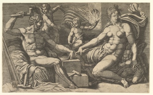 Venus and Vulcan at the Forge, ca. 1555. Creator: Giorgio Ghisi.