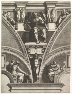 The Prophet Joel; from the series of Prophets and Sibyls in the Sistine Chapel, 1570-75. Creator: Giorgio Ghisi.