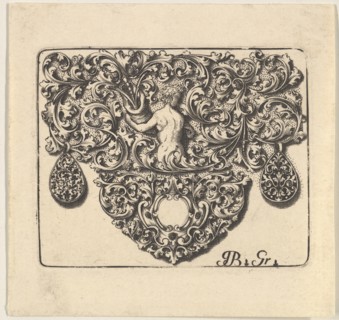 Goldsmiths Ornament with a Young Man Holding a Cornucopia, 1709. Creator: Giovani Battista Grondoni.
