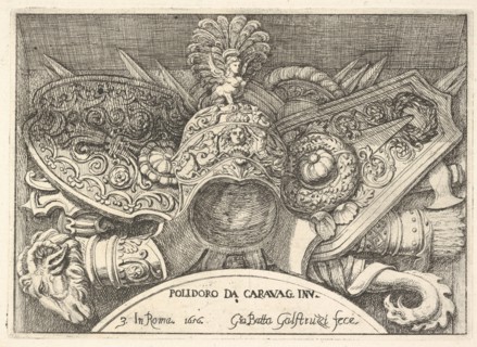 Plate 3: trophies of Roman arms from decorations above the windows on the second floor of ..., 1656. Creator: Giovanni Battista Galestruzzi.