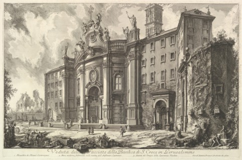 View of the Façade of the Basilica of S. Croce in Gerusalemme [the Holy Cross in Jerus..., ca. 1750. Creator: Giovanni Battista Piranesi.