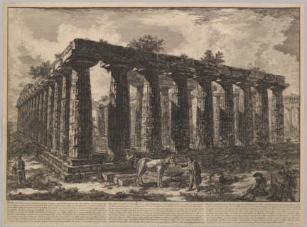 View showing the remains of a large enclosure of columns..., from Différentes vues de ..., ca. 1748. Creator: Giovanni Battista Piranesi.